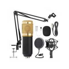 andowl-mic7podcast microphone condenser uni directional broadcast stand mount pop filter shock