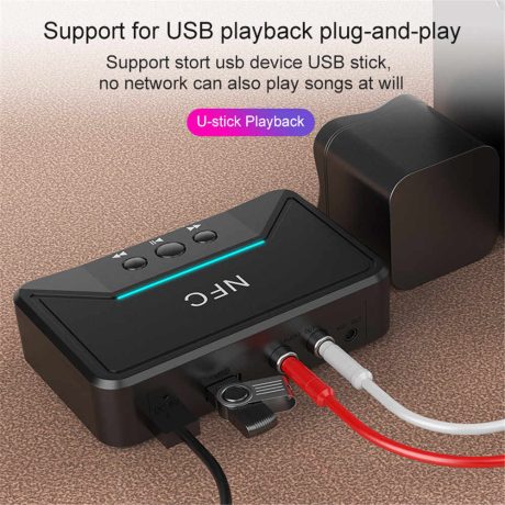 BT200 Bluetooth 5 Receiver with 3.5mm Jack Output Port and NFC