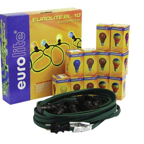 EUROLITE BL-10 E-27 Weather-proof Belt Light Chain with 12 colored Bulbs