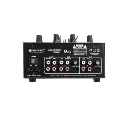 OMNITRONIC PM-222P 2-Channel DJ Mixer with Bluetooth and MP3 player