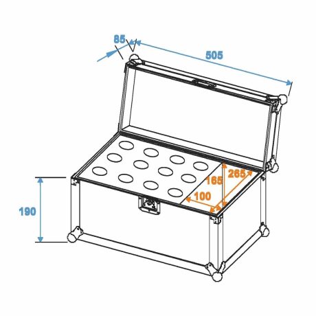 ROADINGER Microphone Case Road 12 Microphones black dimensions